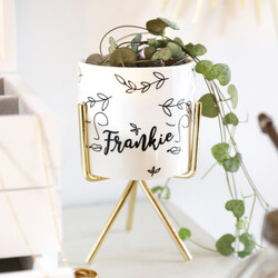 Personalised Face Print Mini Planter and Stand, H14cm