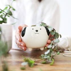 Ceramic Standing Dog Planter, H8.5cm