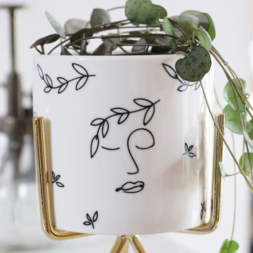 Lisa Angel Face Print Mini Planter with Stand