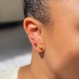 Model Wears Lisa Angel Set of 4 Mismatched Fruit Stud Earrings in Gold