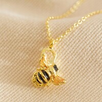 Honeycomb Bumblebee Necklace in Gold