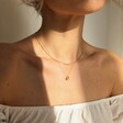 Model Wearing Lisa Angel Ladies' Tiny Orange Pendant Necklace in Gold