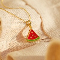 Tiny Watermelon Pendant Necklace in Gold