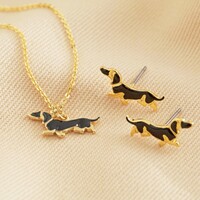 Sausage Dog Necklace and Earrings Set