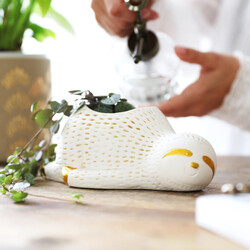 Ceramic Sleepy Sloth Planter, H8cm
