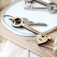 Lisa Angel Personalised Key Shaped Oak Wood Keyring