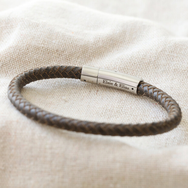 Men's Personalised Antiqued Leather Bracelet | Lisa Angel