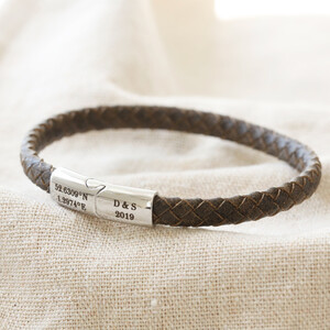 Antiqued Woven Leather Bracelet - Brown M/L