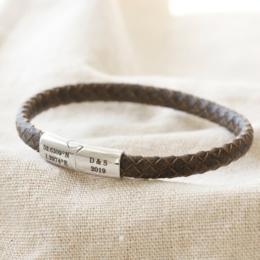 Personalised Antiqued Leather Monogram Bracelet 