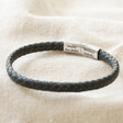 Lisa Angel Men's Navy Personalised Antiqued Woven Leather Bracelet