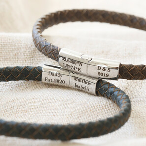 Men's Personalised Antiqued Woven Leather Bracelet