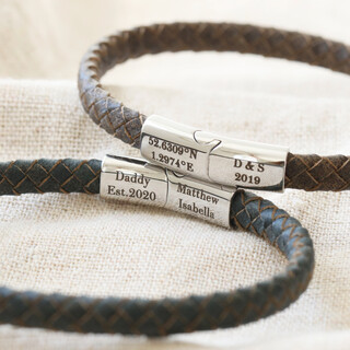 Men's Personalised Antiqued Woven Leather Bracelet