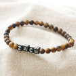 Lisa Angel Men's Tiger Eye Personalised Semi-Precious Stone Initial Bracelet