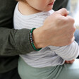 Model WearingLisa Angel Men's Malachite Personalised Semi-Precious Stone Initial Bracelet