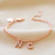 Lisa Angel Rose Gold Personalised Crystal Initial Bracelet