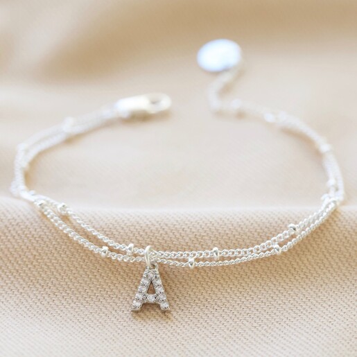 Sterling silver initial on sale bracelets