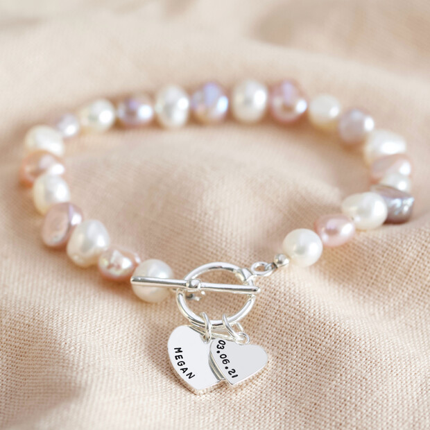 Lisa Angel Ladies' Personalised Double Charm Pearl Bracelet Lisa Angel Ladies' Personalised Double Charm Pearl Bracelet