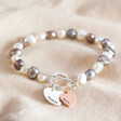 Lisa Angel Grey and Ivory Personalised Double Charm Pearl Bracelet
