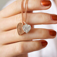 Lisa Angel Personalised Double Hammered Heart Charm Bracelet on Model