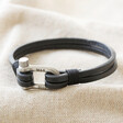 Lisa Angel Men's Black Personalised Double Leather Strap and Screw Clasp Bracelet