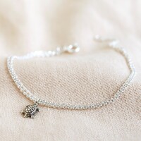 Sterling Silver Vintage Style Turtle Charm Bracelet