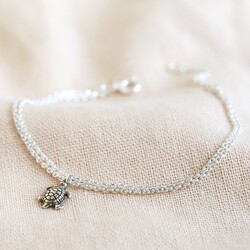 Sterling Silver Vintage Style Turtle Charm Bracelet
