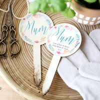 Personalised Floral 'Mum' Wooden Plant Sign