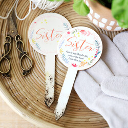 Personalised Floral 'Sister' Wooden Plant Sign