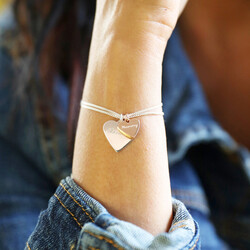 Personalised Sterling Silver Double Wide Heart Charm Bracelet