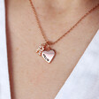 Model Wearing Personalised Crystal Initial Charm Rose Gold Necklace