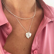 Lisa Angel Ladies' Personalised Double Heart Charm Necklace with Another Necklace