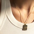 Lisa Angel Personalised Gold Sterling Silver Tag Pendant Necklace Worn by Model