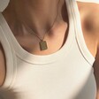 Model Wears Lisa Angel Personalised Gold Sterling Silver Tag Pendant Necklace