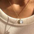 Model Wearing Lisa Angel Delicate Personalised Small Birth Flower Disc Charm Necklace