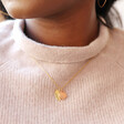 Personalised Solid Gold Double Heart Charm Necklace on Model