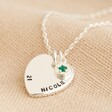 Lisa Angel Silver Personalised 21st Birthday Heart and Birthstone Necklace
