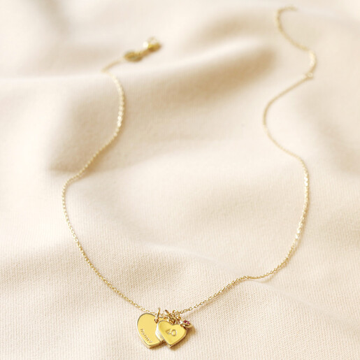 Lisa Angel Delicate Personalised 40th Birthday Double Heart and Birthstone Necklace