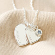 Lisa Angel Silver Personalised 50th Birthday Double Heart and Birthstone Necklace