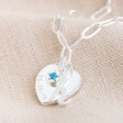 Personalised Charms and Birthstone Rectangle Chain Necklace in Silver