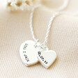 Lisa Angel Delicate Hand-Stamped Personalised Double Heart Charm Necklace