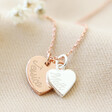 Lisa Angel Mixed Metal Engraved Personalised Double Heart Charm Necklace