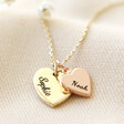 Lisa Angel Ladies' Engraved Personalised Double Heart Charm Necklace
