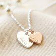Lisa Angel Ladies' Hand-Stamped Personalised Double Heart Charm Necklace