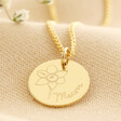 Lisa Angel Gold Personalised Engraved Birth Flower Disc Necklace