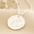 Lisa Angel Silver Personalised Engraved Birth Flower Disc Necklace