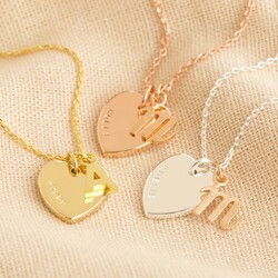 Personalised Mixed Metal Heart & Initial Charm Necklace