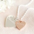 Lisa Angel Mixed Metal Personalised Sterling Silver Double Wide Heart Charm Necklace