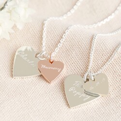 Personalised Sterling Silver Double Wide Heart Charm Necklace