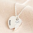 Lisa Angel Silver Personalised Sterling Silver Wing & Heart Charm Necklace