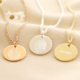 Personalised Sterling Silver 'Your Fingerprint' Disc Necklace